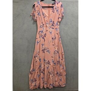 Lulus Faux Wrap Maxi Dress Women's Size Medium Floral Boho Cottage Fairy Classic